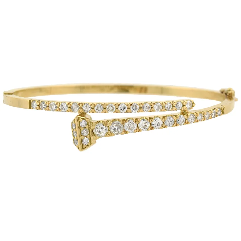 Tulip petal bracelet-Victorian Style 18kt Diamond Nail Head Bangle Bracelet 2.25ctw