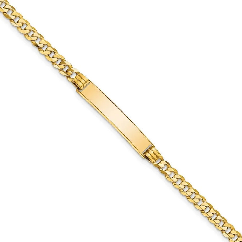 Nickel band bracelet-Curata 10k Yellow Gold 5.38mm Engravable Flat Curb Link ID Bracelet