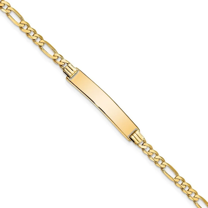 Angled rim bracelet-Curata 10k Yellow Gold 6.2mm Engravable Figaro Link ID Bracelet