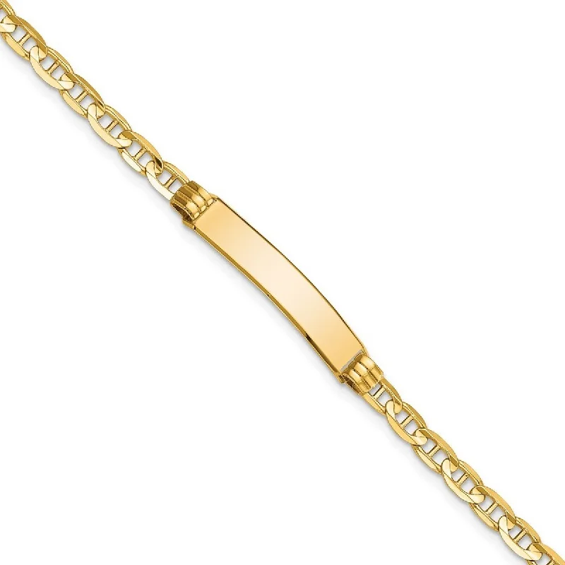 Norse knot bracelet-Curata 10k Yellow Gold Engravable 5.1mm Mariner Anchor Link ID Bracelet