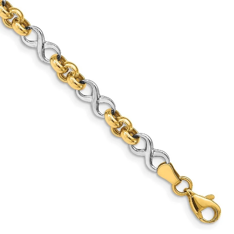 Oval-cut opal bracelet-Curata 14k Two tone Gold Infinity Bracelet 7.5 Inch