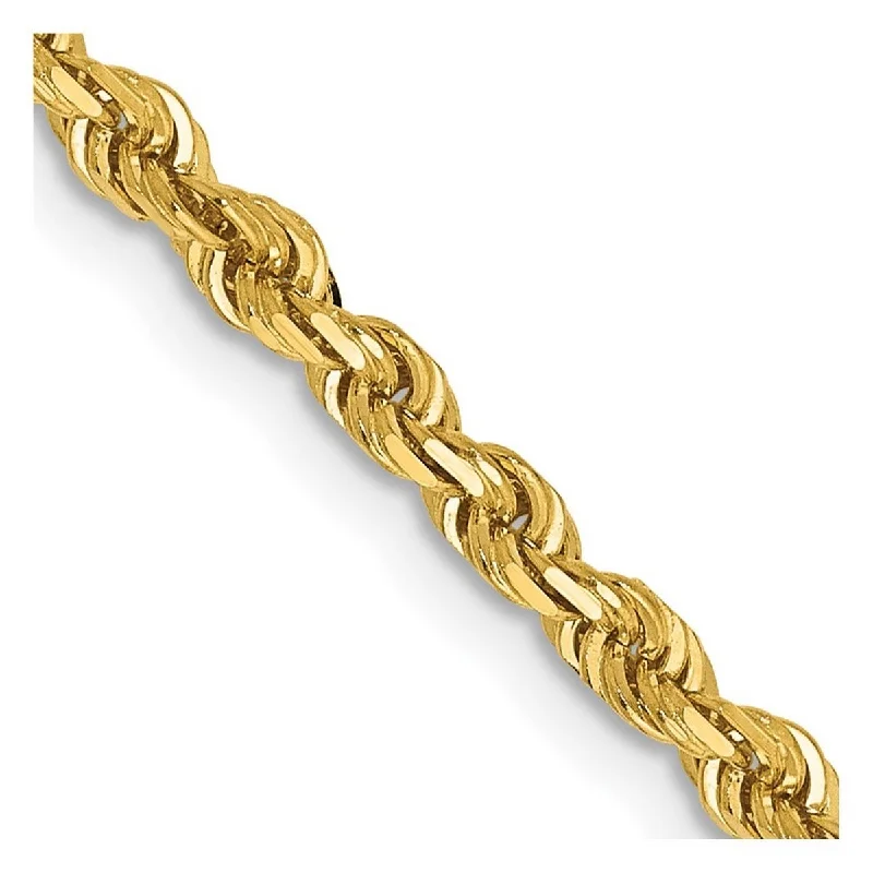 Pine twig bracelet-Curata 14k Yellow Gold Solid 3.0mm Sparkle Cut Quadruple Rope Chain Bracelet Lobster Claw