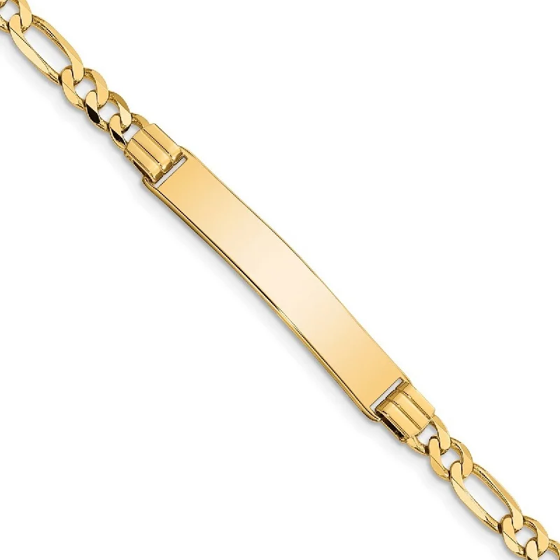 Sealed stone bracelet-Curata 6.56mm 10k Yellow Gold Engravable Figaro Link ID Bracelet