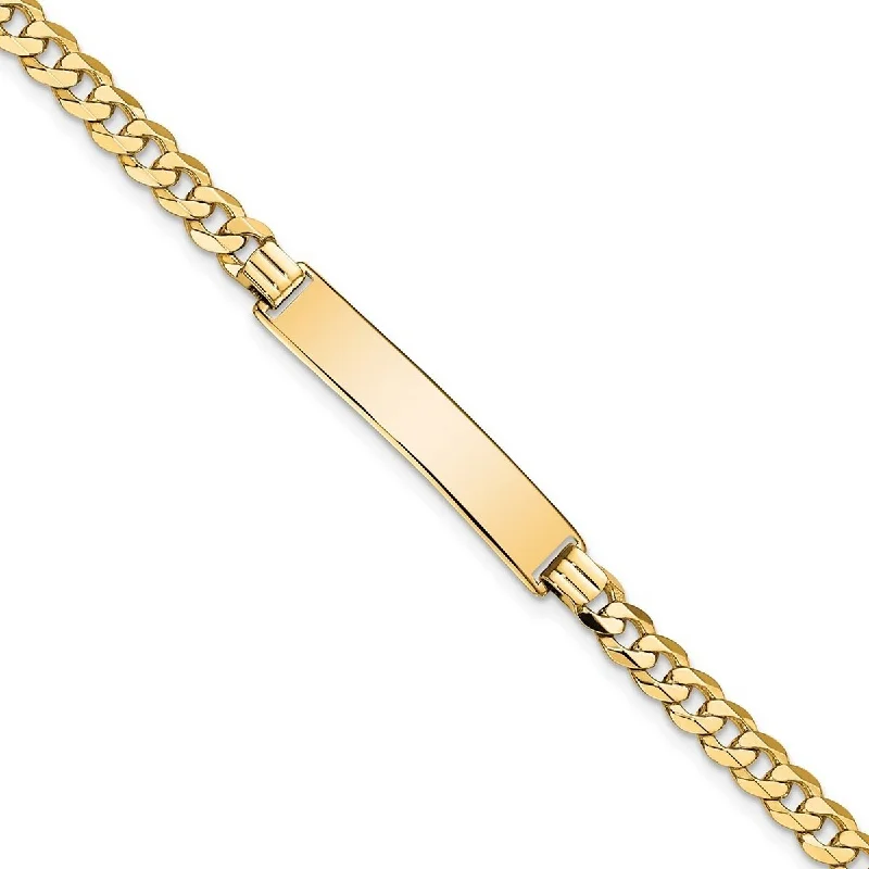 Secret glyph bracelet-Curata 6.5mm 14k Yellow Gold Engravable Flat Curb Link ID Bracelet