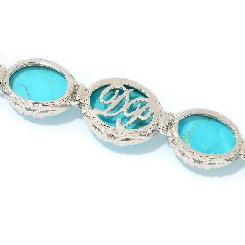 Wave-shaped zircon bracelet-Dallas Prince Sterling Silver 8.5" Mohave Turquoise Toggle Bracelet