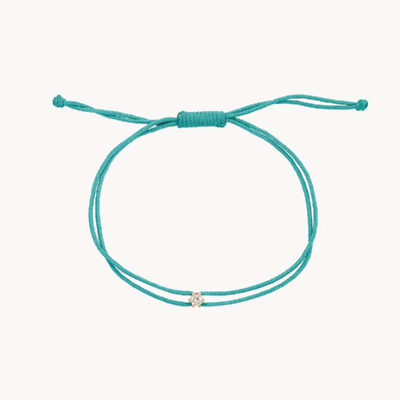 Apex charm bracelet-the nova diamond teal cord bracelet - yellow gold, diamond, teal nylon