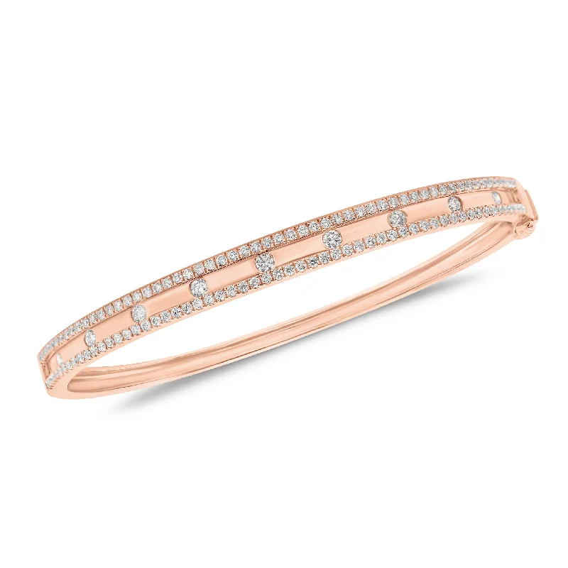 Opal glass bracelet-Bezel-Set & Pave Diamond Slim Bangle Bracelet