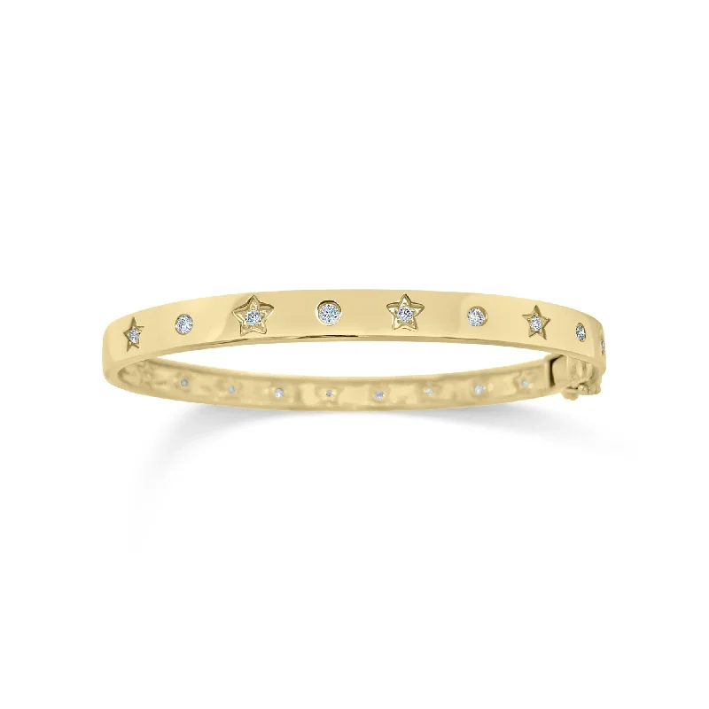 Oval-cut opal bracelet-Diamond Stars & Circles Bangle