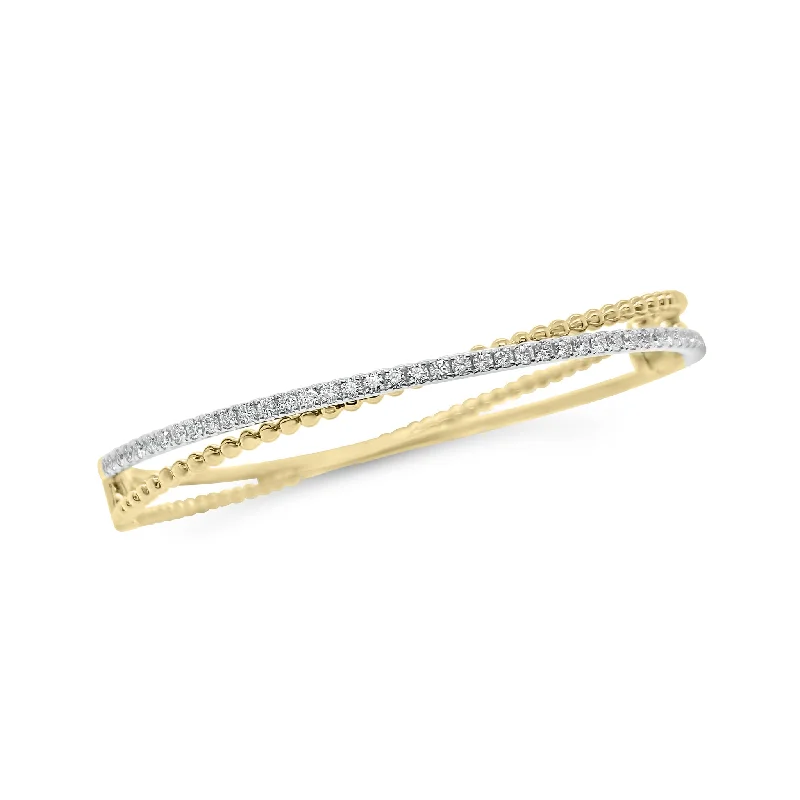 Glow druzy bracelet-Diamond Two-Tone Crossover Bangle Bracelet