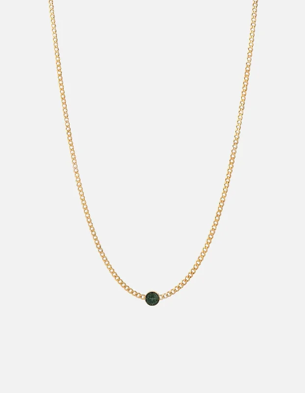 Ragged rim necklace-Dove Type Chain Necklace, Gold Vermeil/Teal