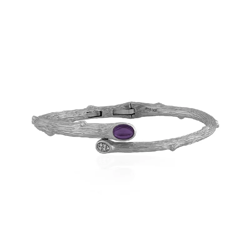 Hittite gold bracelet-Enchanted Forest Bangle with Amethyst and Diamonds