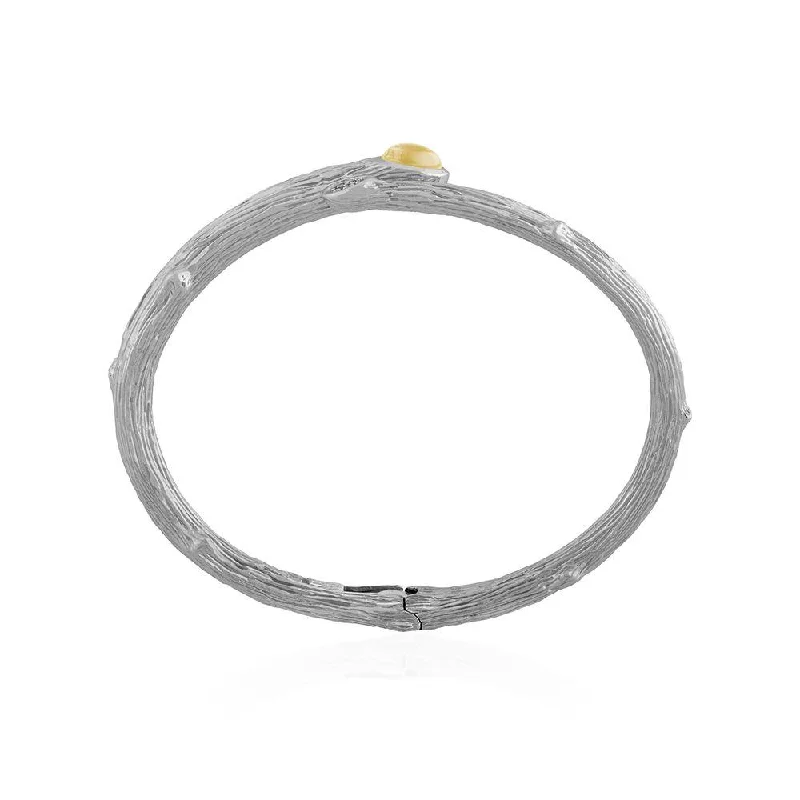 Ripple band bracelet-Enchanted Forest Bangle with Champagne Citrine and Diamonds