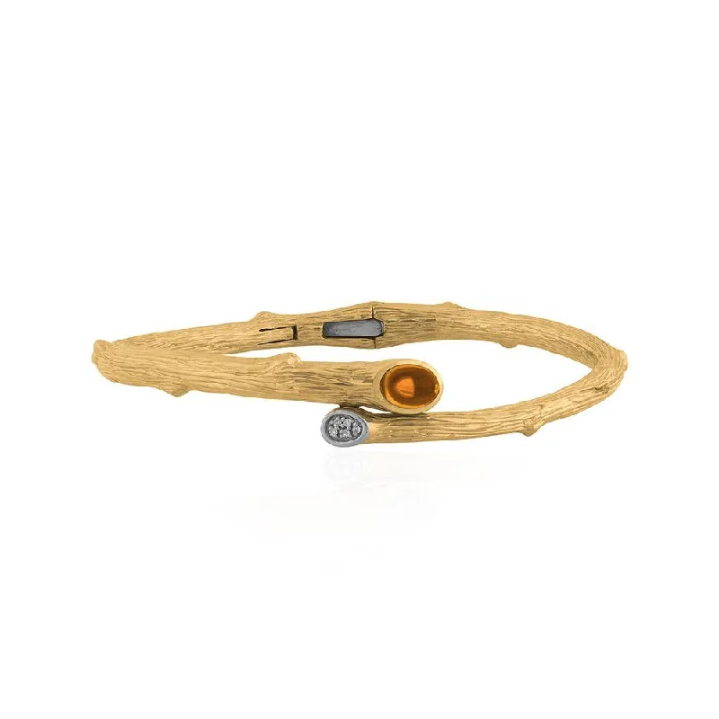 Regency curve bracelet-Enchanted Forest Bangle with Citrine & Diamonds