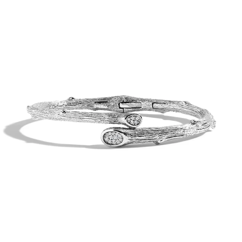 Steel forged bracelet-Enchanted Forest Bangle with Diamonds