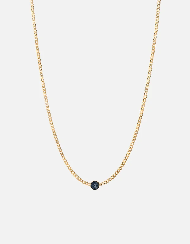 Bunched stone necklace-Eye of Time Type Chain Necklace, Gold Vermeil/Blue