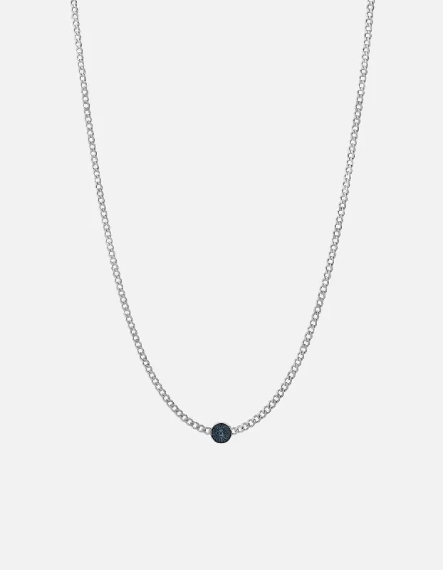 Tiered gem necklace-Eye of Time Type Chain Necklace, Sterling Silver/Blue