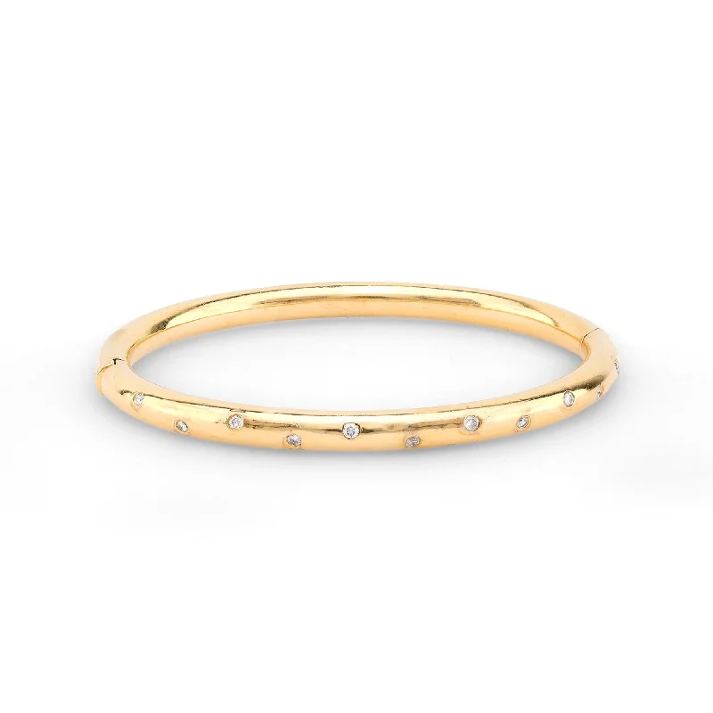 Savanna grass bracelet-Fashionable vintage diamond 14k yellow gold bangle