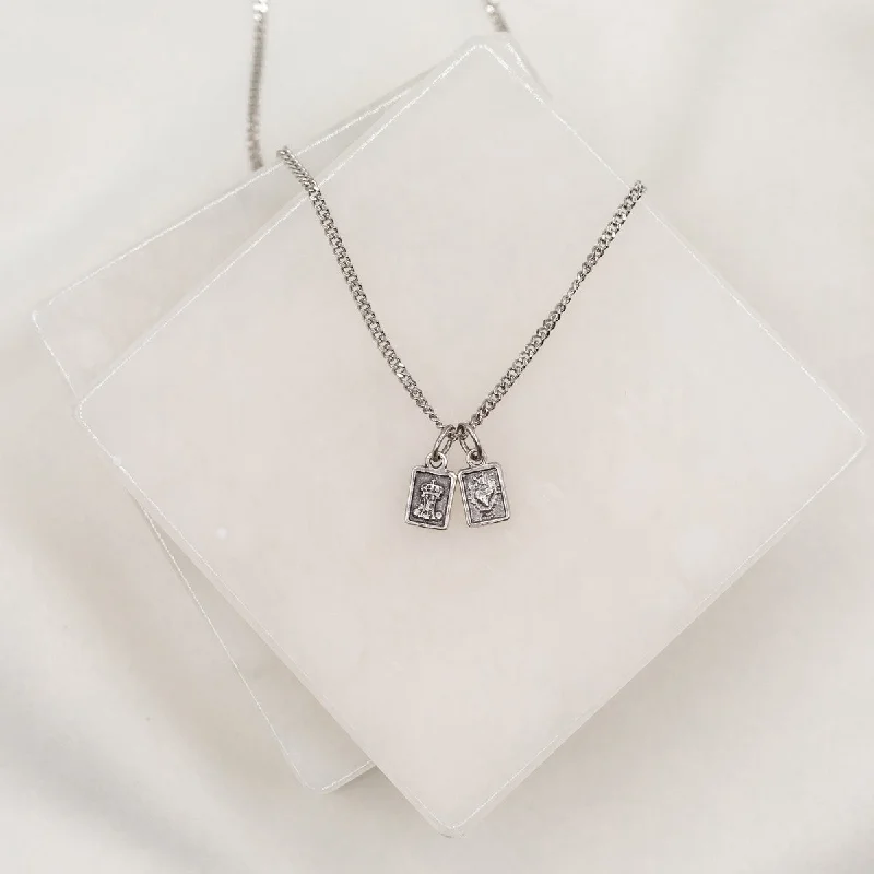 Rotating gem necklace-Garment of Grace Scapular Sterling Silver Necklace