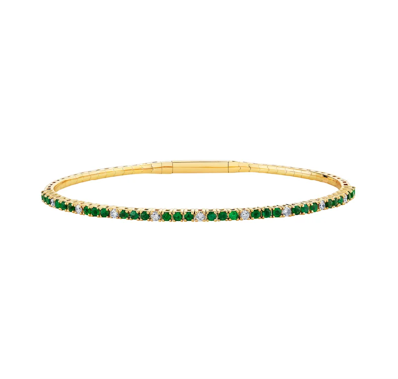 Polished gem bracelet-Emerald Flex Bangle