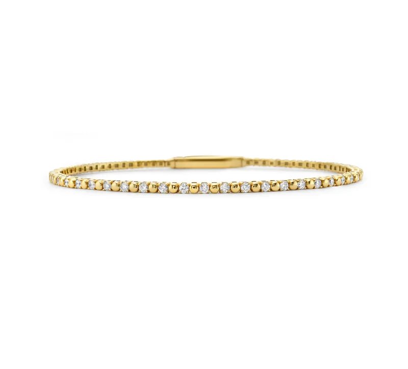 Horn curve bracelet-Gold + Diamond Alternating Flex Bangle