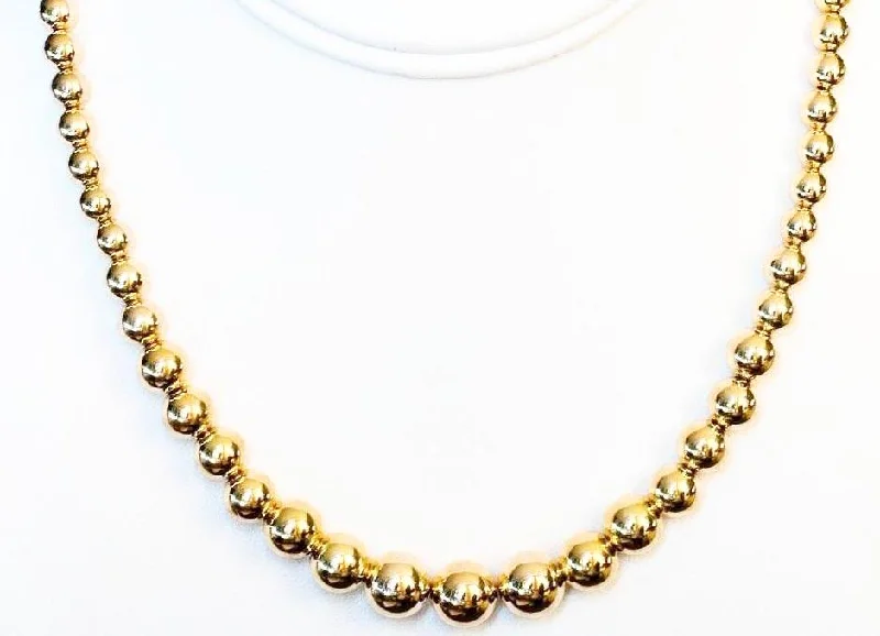 Ocean crest necklace-14k Gold Graduated Bead Necklace, 16 - 22in