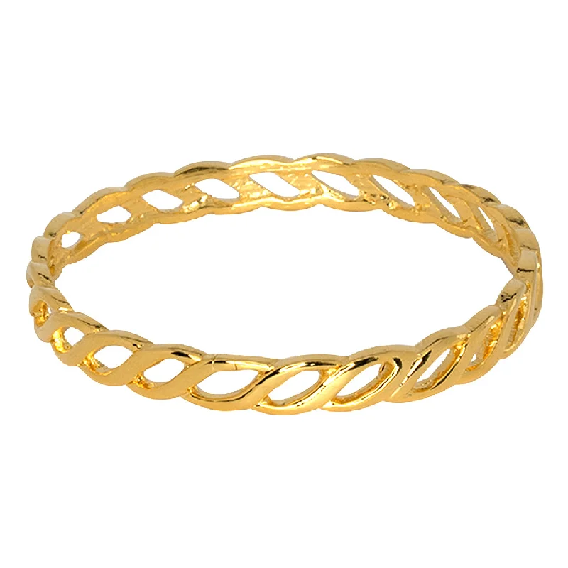 Rotating gem bracelet-Gold Twisted Link Bangle