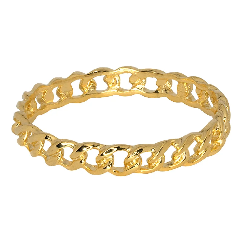 Ribbed edge bracelet-Polished Gold Link Bangle