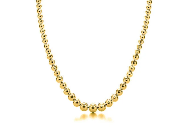 Scythian charm necklace-18k Gold Bead Graduated Necklace