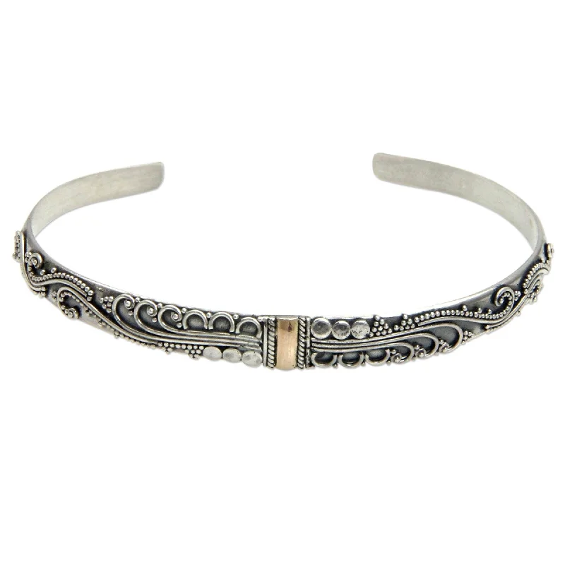 Nailed design bracelet-Handmade Sterling Silver 'Nature's Muse' Bracelet (Indonesia)