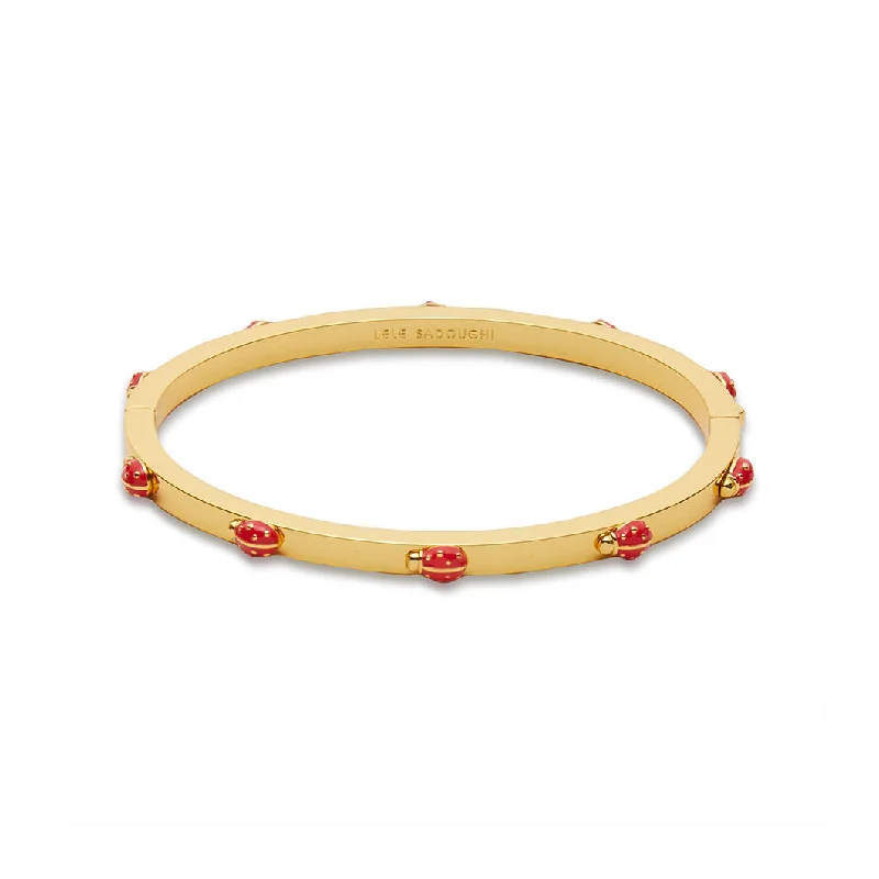 Gill ridge bracelet-Ladybug Hinge Bangle in Red