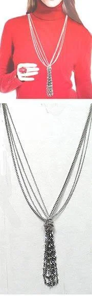 Cracked rind necklace-Long Chain Necklace with Tassels NI85012-30320