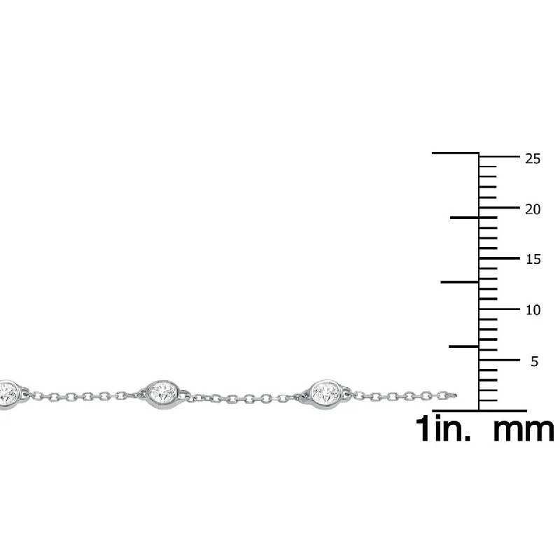 Scythian bead bracelet-Marquee 1/2 Carat TW Bezel Set Genuine Diamond Station Bracelet in 14K White Gold