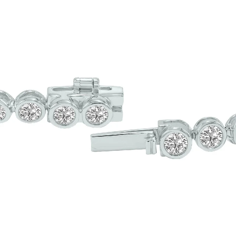 Cloudy quartz bracelet-Marquee 10 Carat TW Bezel Set Lab Grown Diamond Bracelet in 14K White Gold