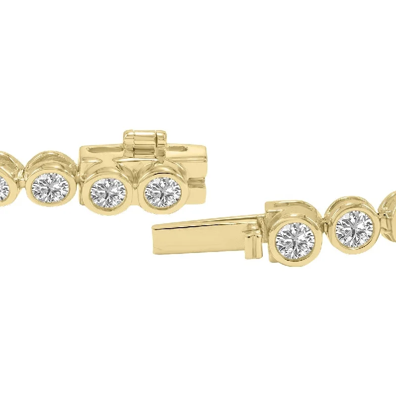 Pleated band bracelet-Marquee 10 Carat TW Bezel Set Lab Grown Diamond Bracelet in 14K Yellow Gold