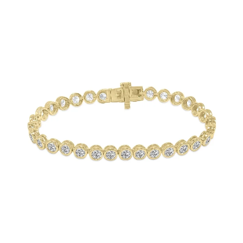 Willow wood bracelet-Marquee 7 Carat TW Bezel Set Lab Grown Diamond Bracelet in 14K Yellow Gold