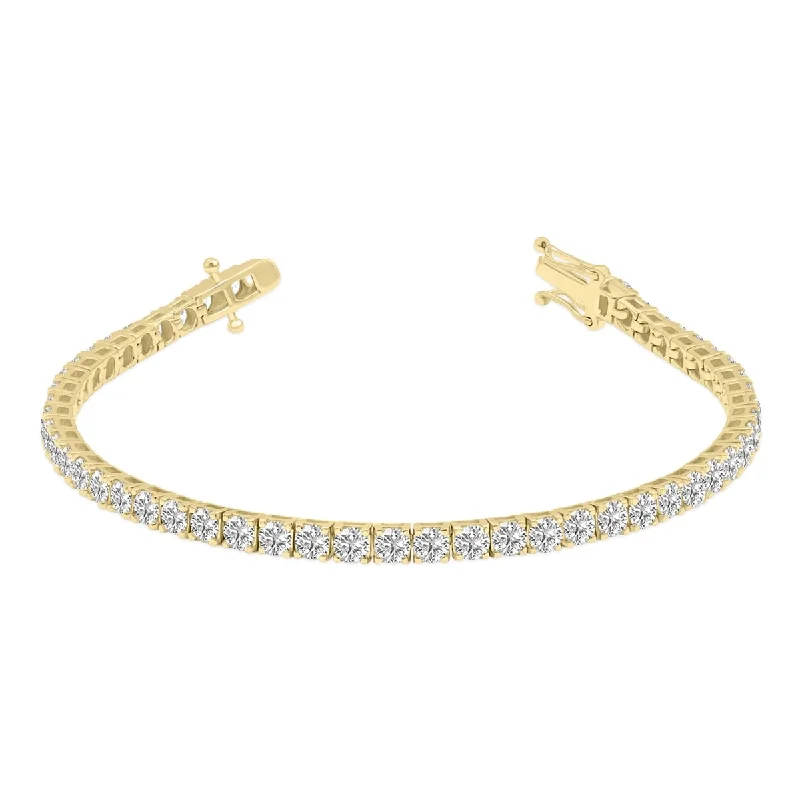 Fourteen-bead bracelet-Marquee 8 Carat TW Lab Grown Diamond Tennis Bracelet in 14K Yellow Gold