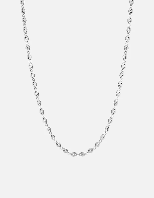 Micro stud necklace-Mati Eye Chain Necklace, Sterling Silver