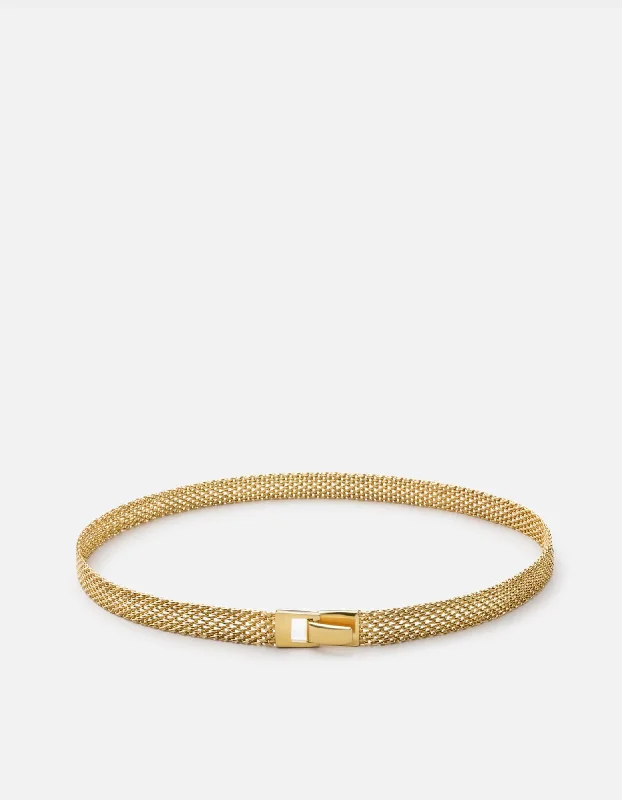 Plaited weave necklace-Mesh Chain Choker, Gold Vermeil