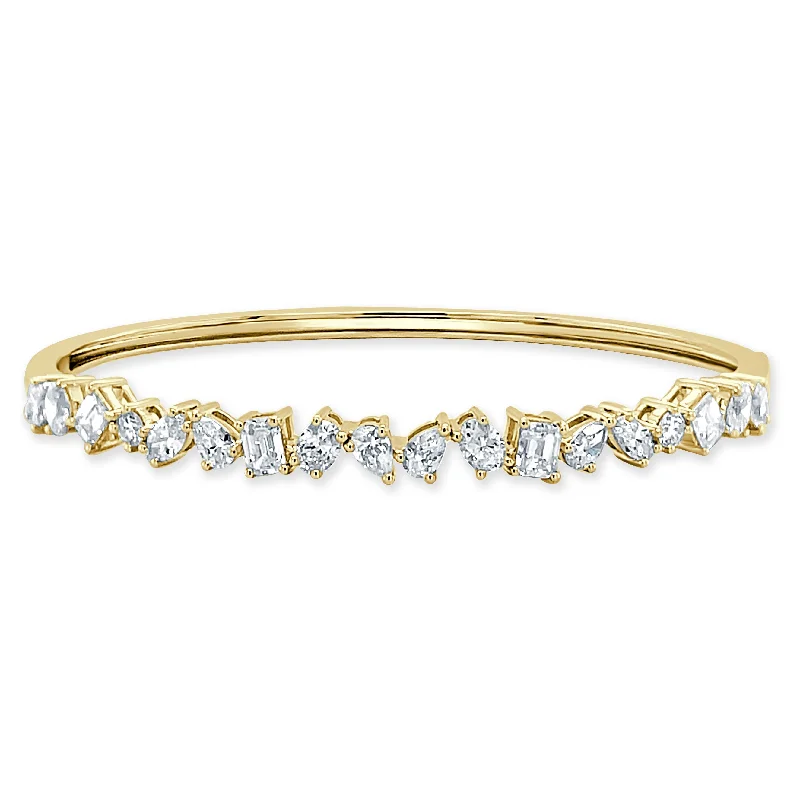 Twisting vine bracelet-Multi Shape Diamond Hinge Bangle