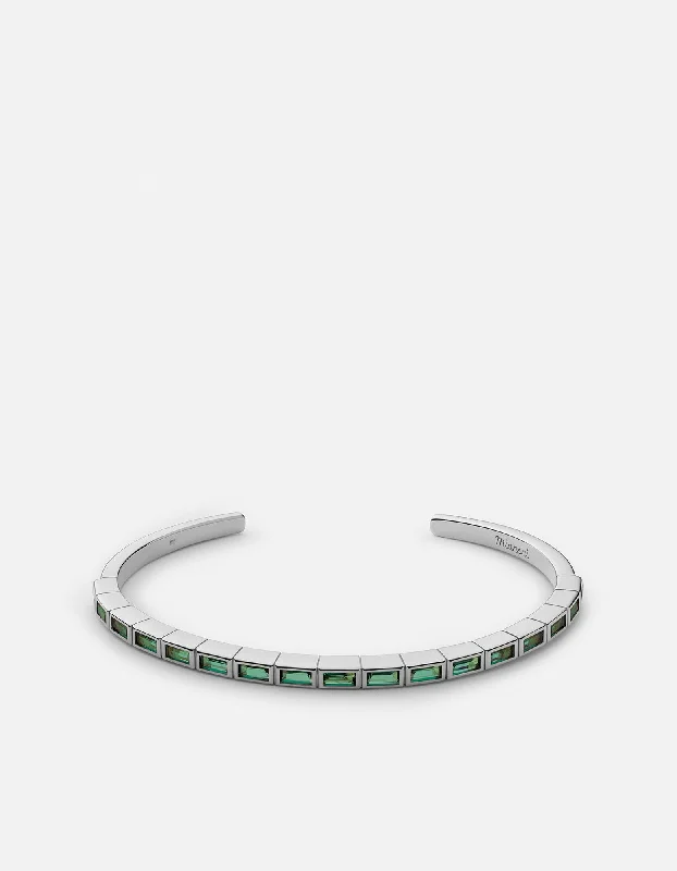 Rain drop bracelet-Multi Valor Emerald Cuff, Sterling Silver