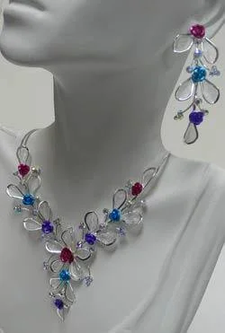 Knotted design necklace-Necklace and Earrings Set AD85012-20090rdgn