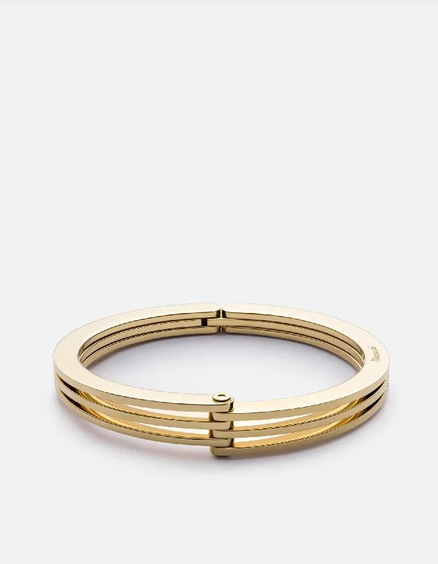 Faceted cut bracelet-Offset Cuff, Gold