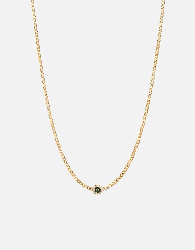 Embossed design necklace-Opus Chalcedony Type Chain Necklace, Gold Vermeil/Green