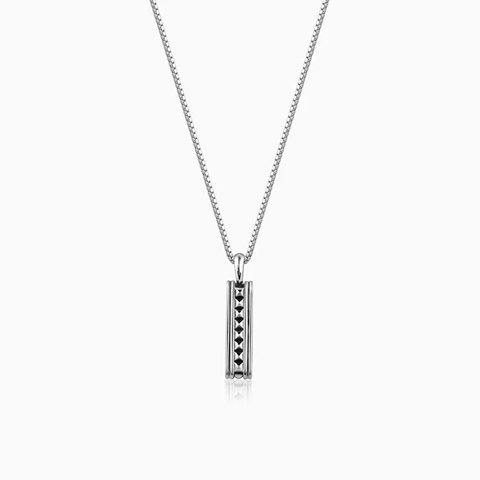 Faceted cut necklace-Oxidised Silver Resourceful Pendant With Box Chain For Him