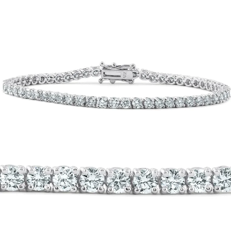 Border gem bracelet-Pompeii3 18k White Gold 4 ct TDW Diamond Tennis Bracelet 7" Double Lock Clasp Lab Grown Eco Friendly (G-H,SI1-SI2)