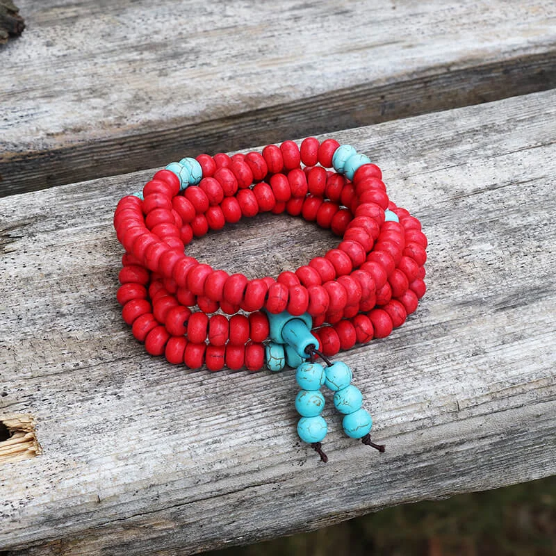 Hooked clasp necklace-Prayer Beads Turquoise Necklace