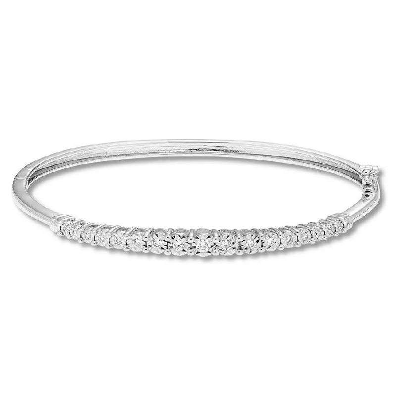 Toasted wood bracelet-Pre-Owned Kay 1/4ct Diamond Bangle Bracelet in Sterling Silver