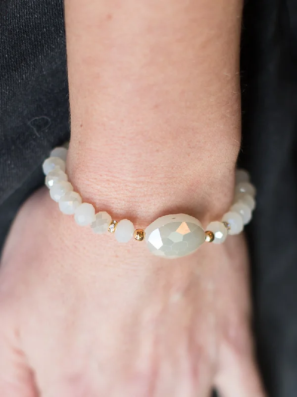 Copper relic bracelet-Radiant Crystal Bracelet - Pearl White