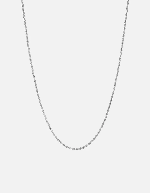 Basil sprig necklace-1.8mm Rope Chain Necklace, Sterling Silver