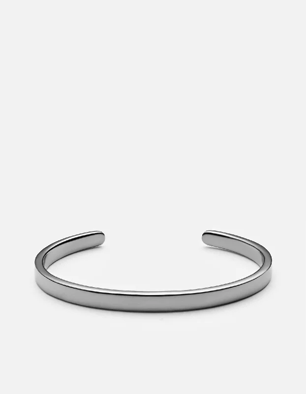 Oak twig bracelet-Singular Cuff, Polished Black Rhodium